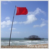 red flag on the beach