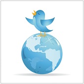 twitter bird and the globe